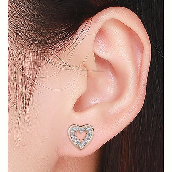 Rose‎ Gold Heart Australian Crystal Stud Earrings - Picture 3 of 3